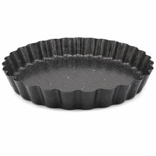 Round Fluted Tart Pan – Black Speckled Scalloped Baking Pan for Tarts, Pies, Quiche & Desserts-M