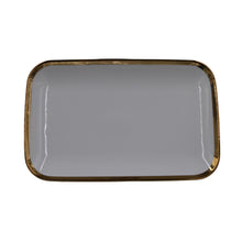 Set of 6 - Elegant White Gold Dinnerware - Glass Tray 9.65" x 6.3" x 0.98"