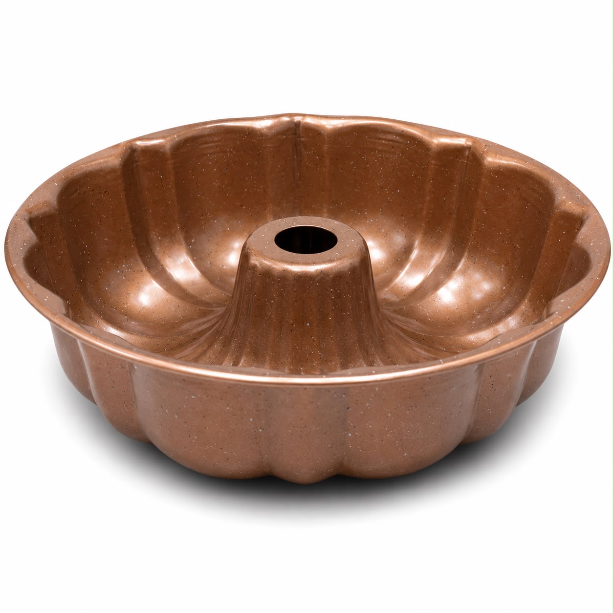 Round Tube Cake Mold with Center Chimney Brown-Fluted Bundt Cake Pan