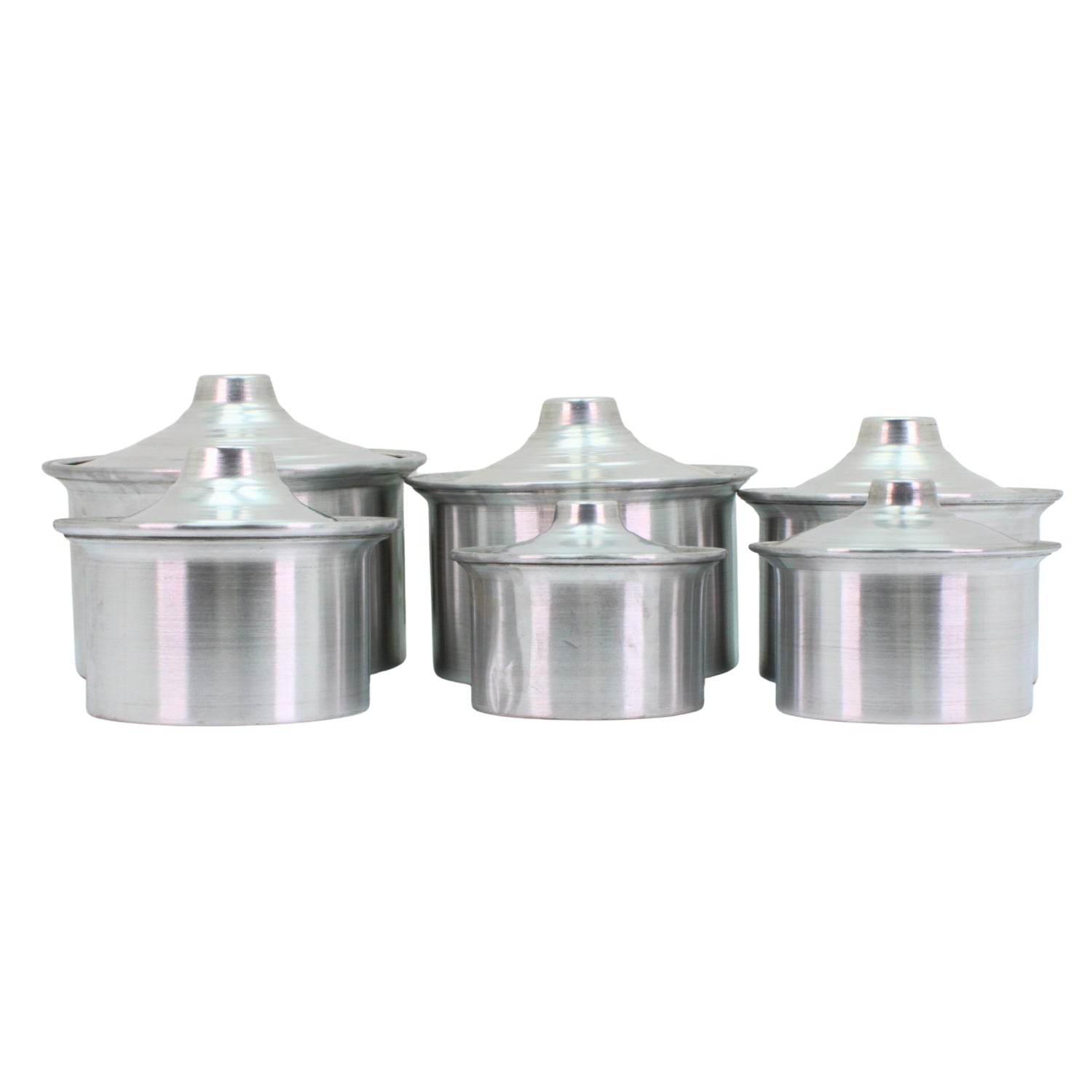 Al-Dar Aluminum Nested Cooking Pots with Lids - Set of 6