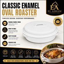 13" Oval Covered Roaster with Metal Grate - Ivory | Oven-Safe Non-Stick Bakeware