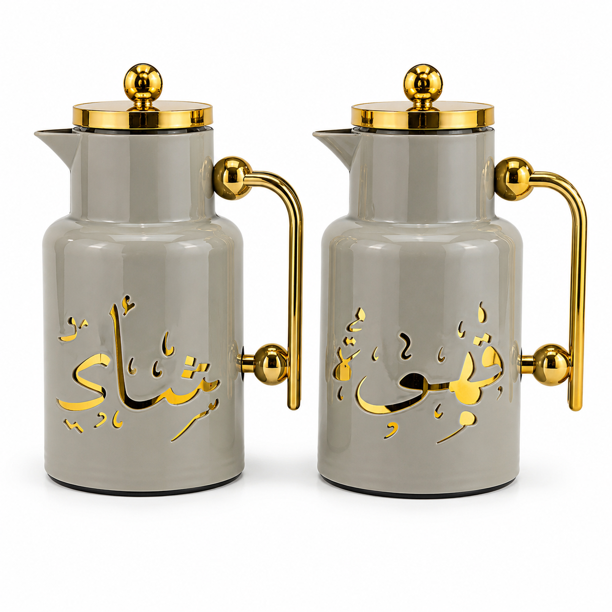 Arabic Qahwah & Shahee Vaccuum Flask Set 1.0L - Gray + Gold