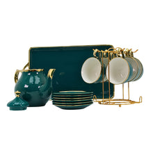 Elegant Tea Set - Complete 14-Piece Home Entertaining Set Teal & Gold