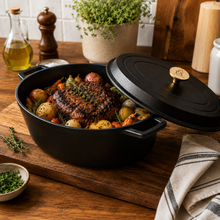 Enameled Oval Cast Iron Roaster Casserole Pan - 5L - 11"