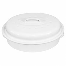 13" Oval Covered Roaster with Metal Grate - Ivory | Oven-Safe Non-Stick Bakeware