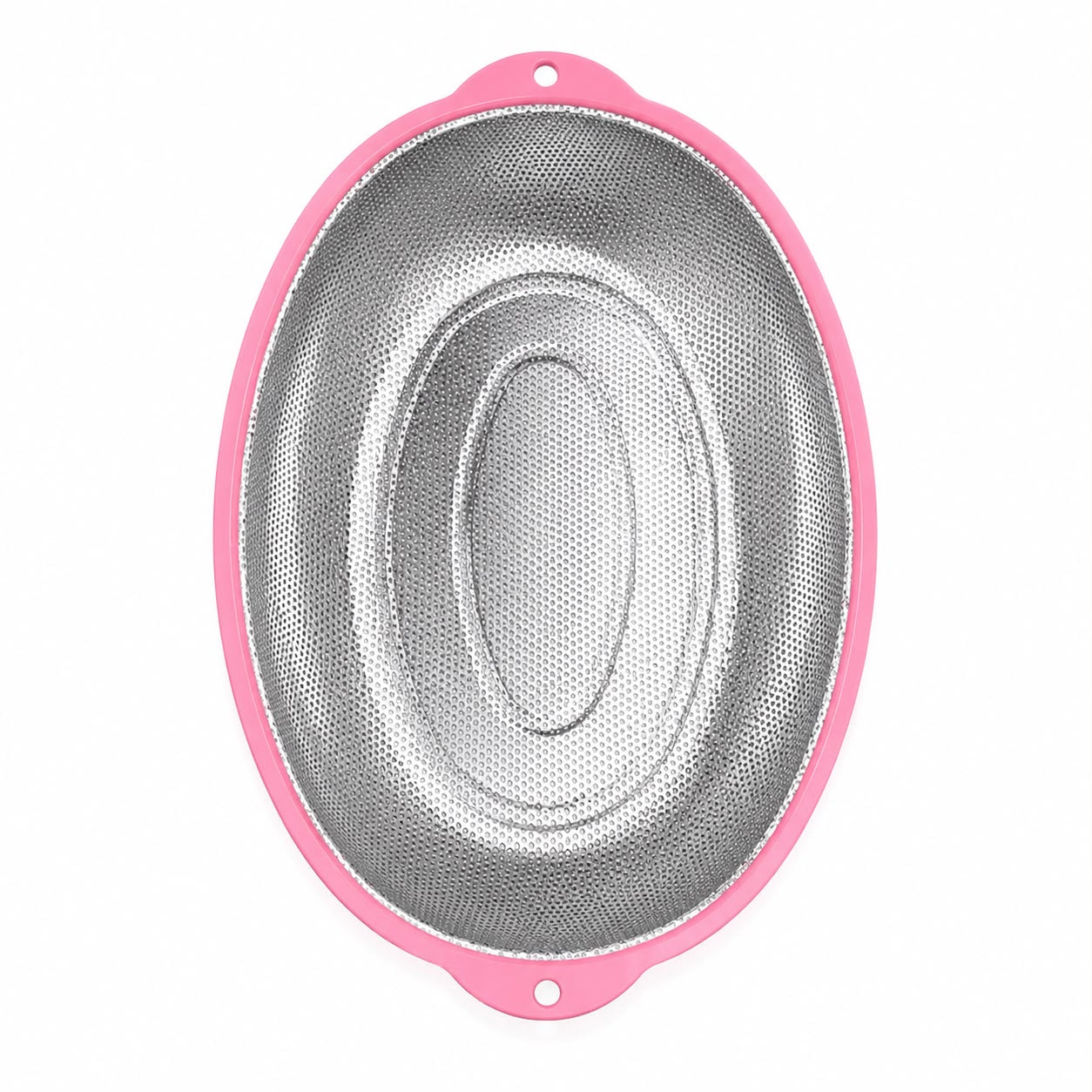 Stainless Steel Oval Mesh Strainer with pink Color& Handles – Kitchen Colander for Washing, Draining & Rinsing Fruits and Vegetables