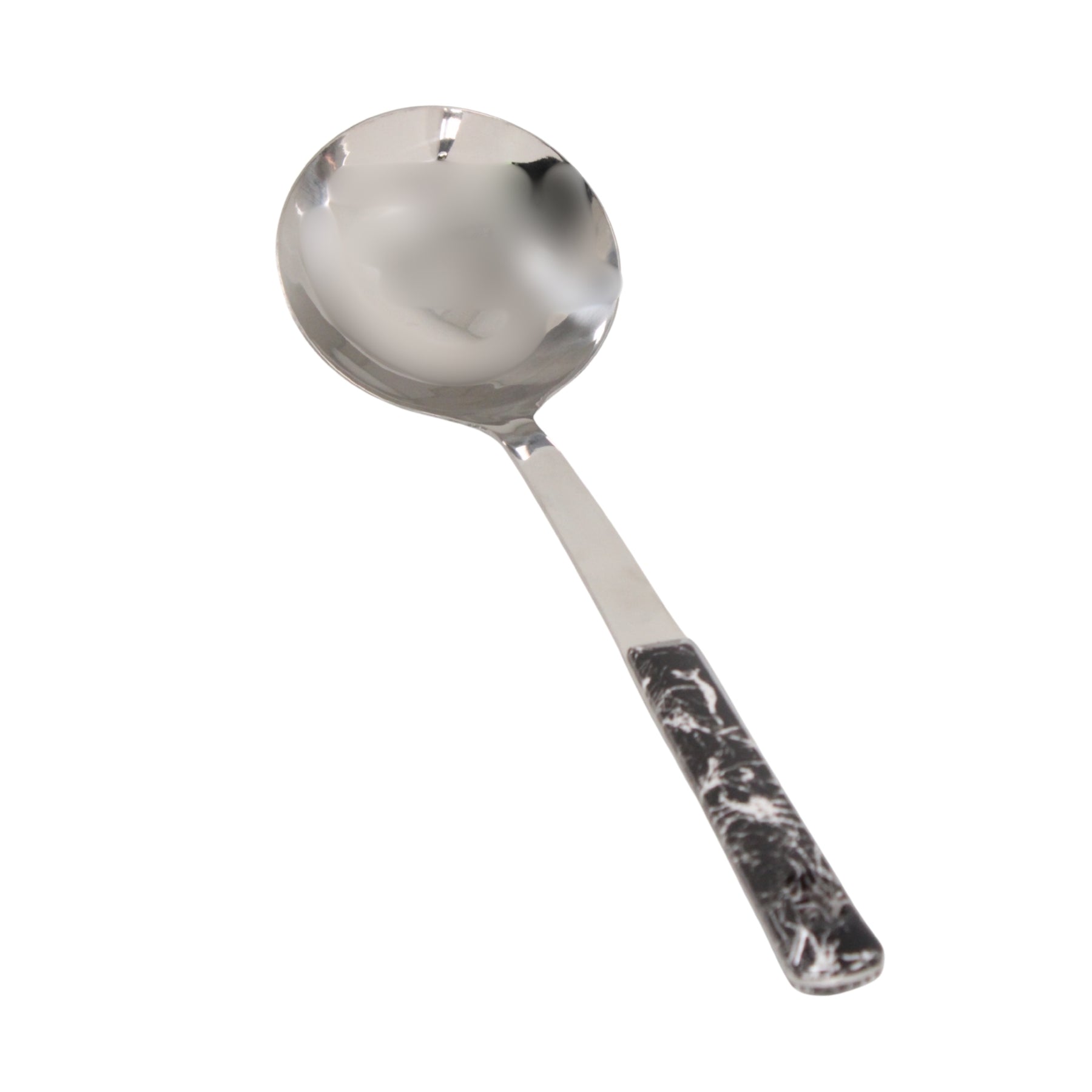 Stainless Steel Angled Serving Spoon - Black Ergonomic Handle
