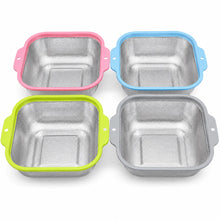 4-Piece XL Stainless Steel Square Mesh Strainer with Color-Coated Handles – Kitchen Colander for Washing, Draining & Rinsing Fruits and Vegetables