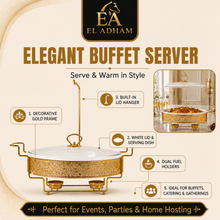 Gold Metal Stand Server with Ceramic Bowl and Glass Lid - 16.25