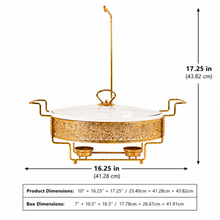 Gold Metal Stand Server with Ceramic Bowl and Glass Lid - 16.25