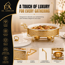 Gold Metal Stand Server with Ceramic Bowl and Glass Lid - 18.25