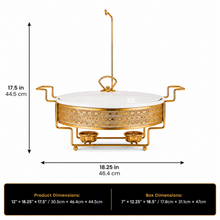 Gold Metal Stand Server with Ceramic Bowl and Glass Lid - 18.25