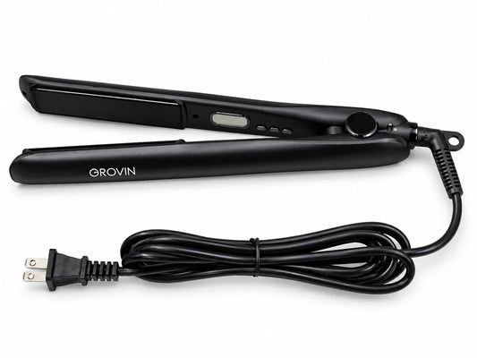 GROVIN Professional Hair Straightener – Black Flat Iron with Digital Controls & Adjustable Dial