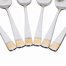 Polished Metal Dessert Spoons with Gold Detail - Set of 6