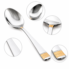 Polished Metal Dessert Spoons with Gold Detail - Set of 6
