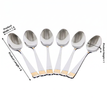 Polished Metal Dessert Spoons with Gold Detail - Set of 6