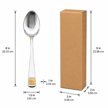 Polished Metal Dessert Spoons with Gold Detail - Set of 6