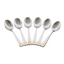 Polished Metal Dessert Spoons with Gold Detail - Set of 6