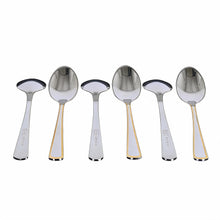Stainless Steel Teaspoons with Subtle Gold Trim - Set of 6