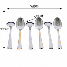 Stainless Steel Teaspoons with Subtle Gold Trim - Set of 6