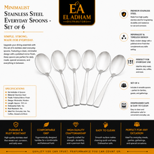 Minimalist Stainless Steel Everyday Spoons - Set of 6