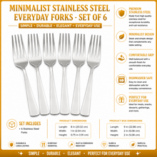 Modern Stainless Steel Dinner Forks - Set of 6
