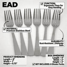 Modern Stainless Steel Dinner Forks - Set of 6