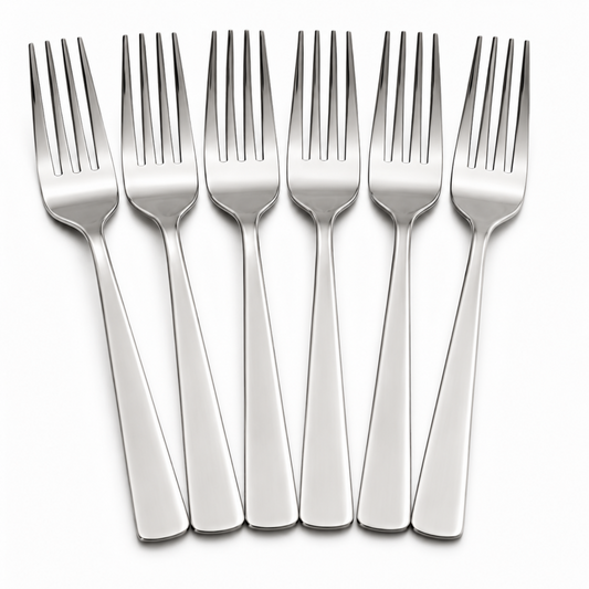 Modern Stainless Steel Dinner Forks – Set of 6, 8 Inch
