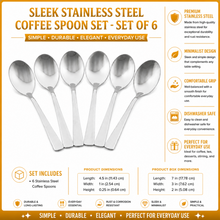 Sleek Stainless Steel Coffee Spoon Set - Set of 6