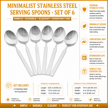 Minimalist Stainless Steel Serving Spoons - Set of 6