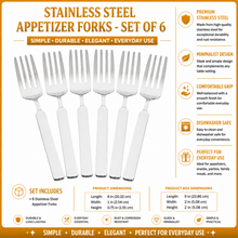 Stainless Steel Appetizer Forks - Set of 6