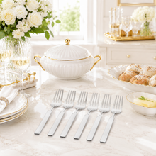 Stainless Steel Dinner Fork Set - Slim Polished Design - Set of 6