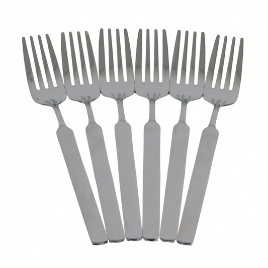 Stainless Steel Dinner Fork Set - Slim Polished Design - Set of 6