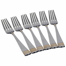 Polished Stainless Steel Forks with Gold Trim - Set of 6