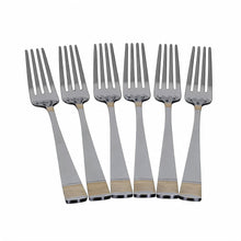 Polished Stainless Steel Forks with Gold Trim - Set of 6