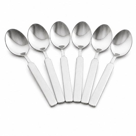 Simple Stainless Steel Coffee & Dessert Spoons - Set of 6