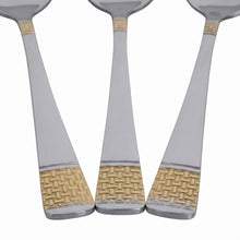 Polished Stainless Steel Teaspoons with Gold Trim - Set of 6