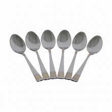 Polished Stainless Steel Teaspoons with Gold Trim - Set of 6