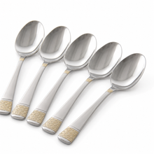 Polished Stainless Steel Teaspoons with Gold Trim - Set of 6