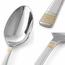Polished Stainless Steel Teaspoons with Gold Trim - Set of 6