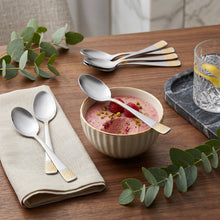 Polished Stainless Steel Teaspoons with Gold Trim - Set of 6