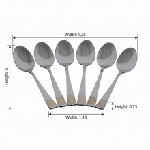 Polished Stainless Steel Teaspoons with Gold Trim - Set of 6