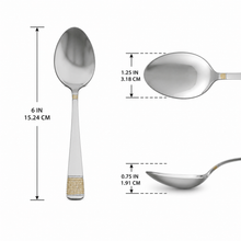 Polished Stainless Steel Teaspoons with Gold Trim - Set of 6