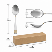 Polished Stainless Steel Teaspoons with Gold Trim - Set of 6