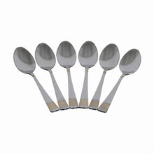 Polished Stainless Steel Teaspoons with Gold Trim - Set of 6