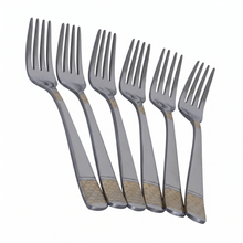 Stainless Steel Appetizer Forks with Subtle Gold Finish - Set of 6