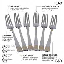 Stainless Steel Appetizer Forks with Subtle Gold Finish - Set of 6