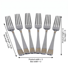 Stainless Steel Appetizer Forks with Subtle Gold Finish - Set of 6