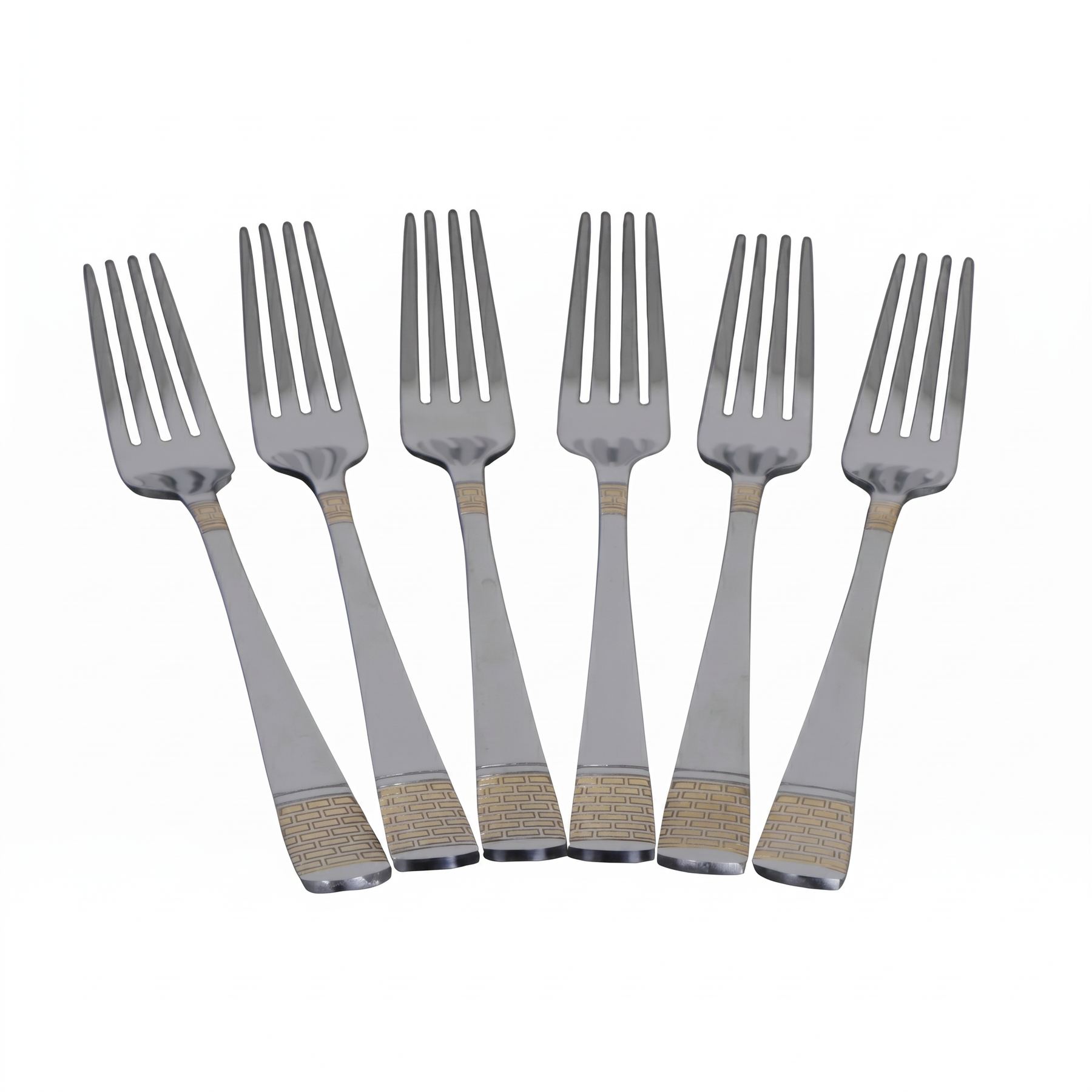 Stainless Steel Appetizer Forks with Subtle Gold Finish - Set of 6