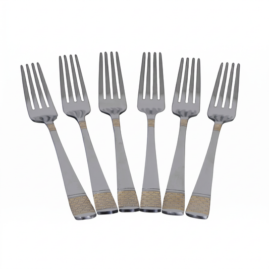 Stainless Steel Appetizer Forks with Subtle Gold Finish - Set of 6